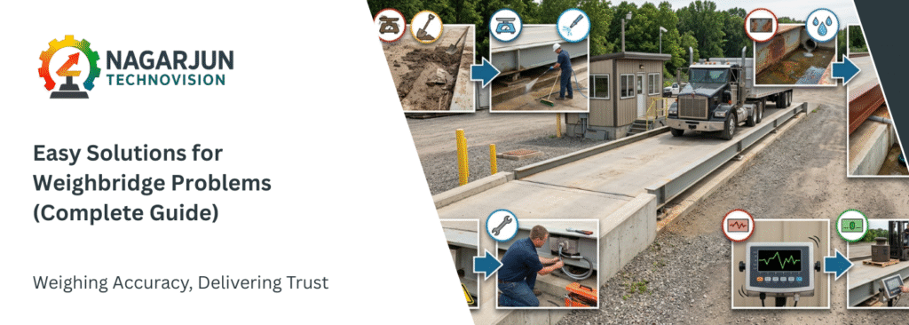 A visual representation showing common weighbridge problems and their easy solutions for better performance.