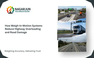 Truck passing through a Weigh-in-Motion system on a highway for overload monitoring and road safety
