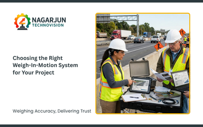 Modern weigh-in-motion system measuring a moving truck on a highway for accurate vehicle weight monitoring