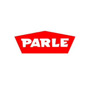 Parle logo featuring white text inside a red oval with a blue border