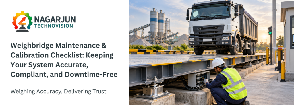Weighbridge maintenance and calibration inspection by technician